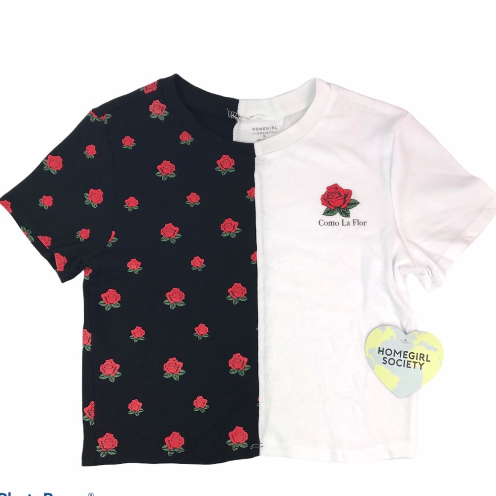 Homegirl Society Como la Flor White Black T-Shirt